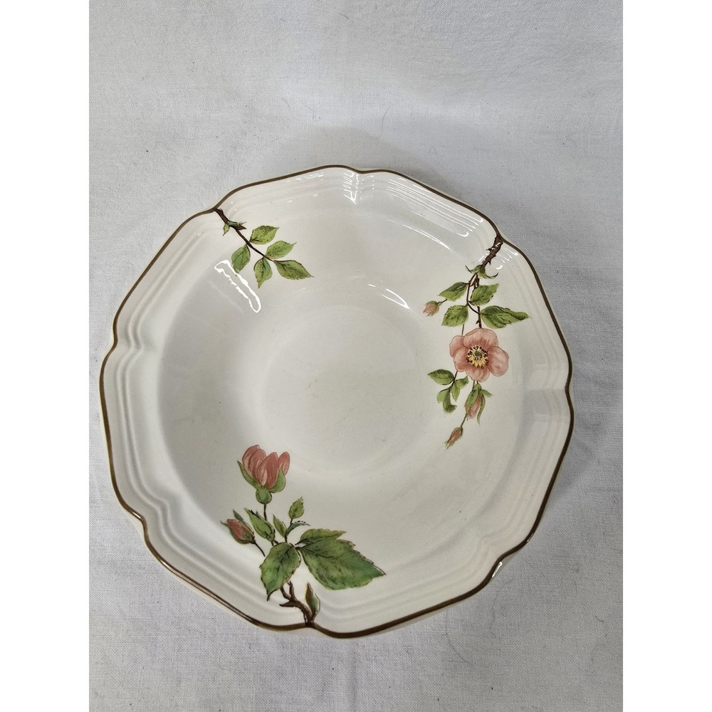 Fine Ivory Pink‎ Apple Blossom 3464 Scalloped Soup Bowl Korea 7.25 Inch Floral